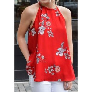 BB Dakota Red Floral Top
